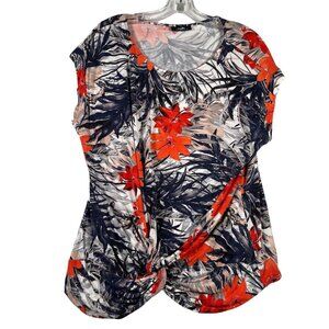 Wallis Top Womens Size US 14 UK 18 Tropical Floral‎ Print Short Sleeve Pullover